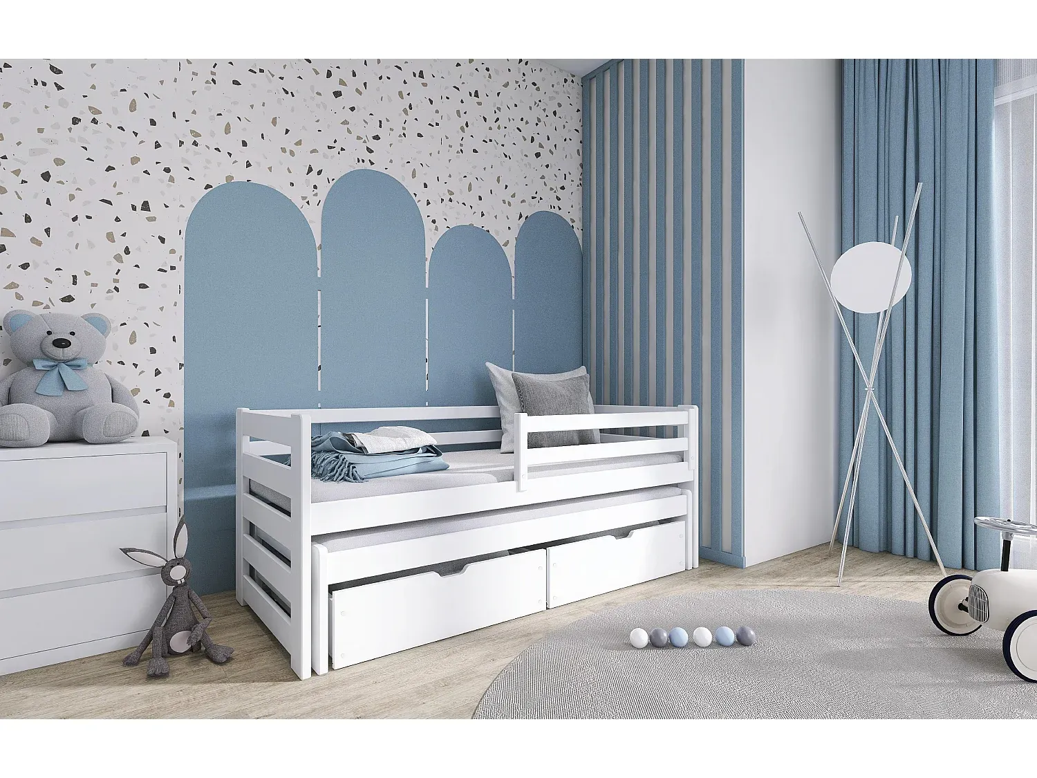 Weißes Kinderbett aus Holz 80x160 cm