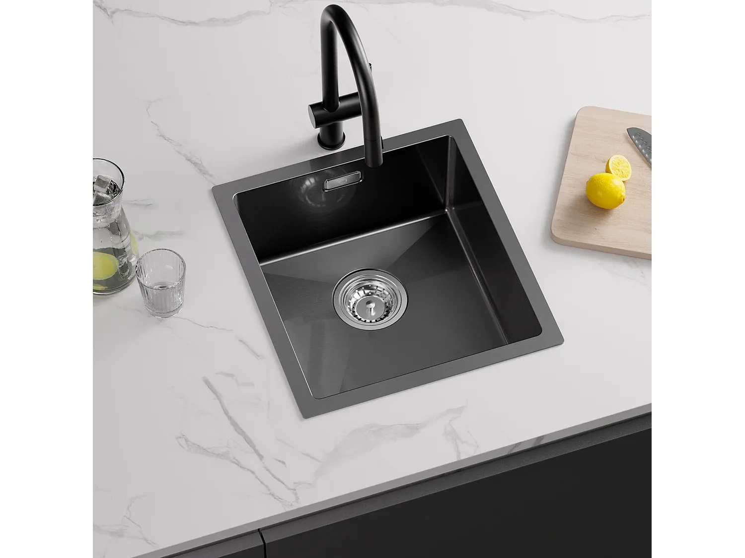 Edelstahl Küchenspüle 40 x 44 x 19 cm mit ausziehbarer Brause