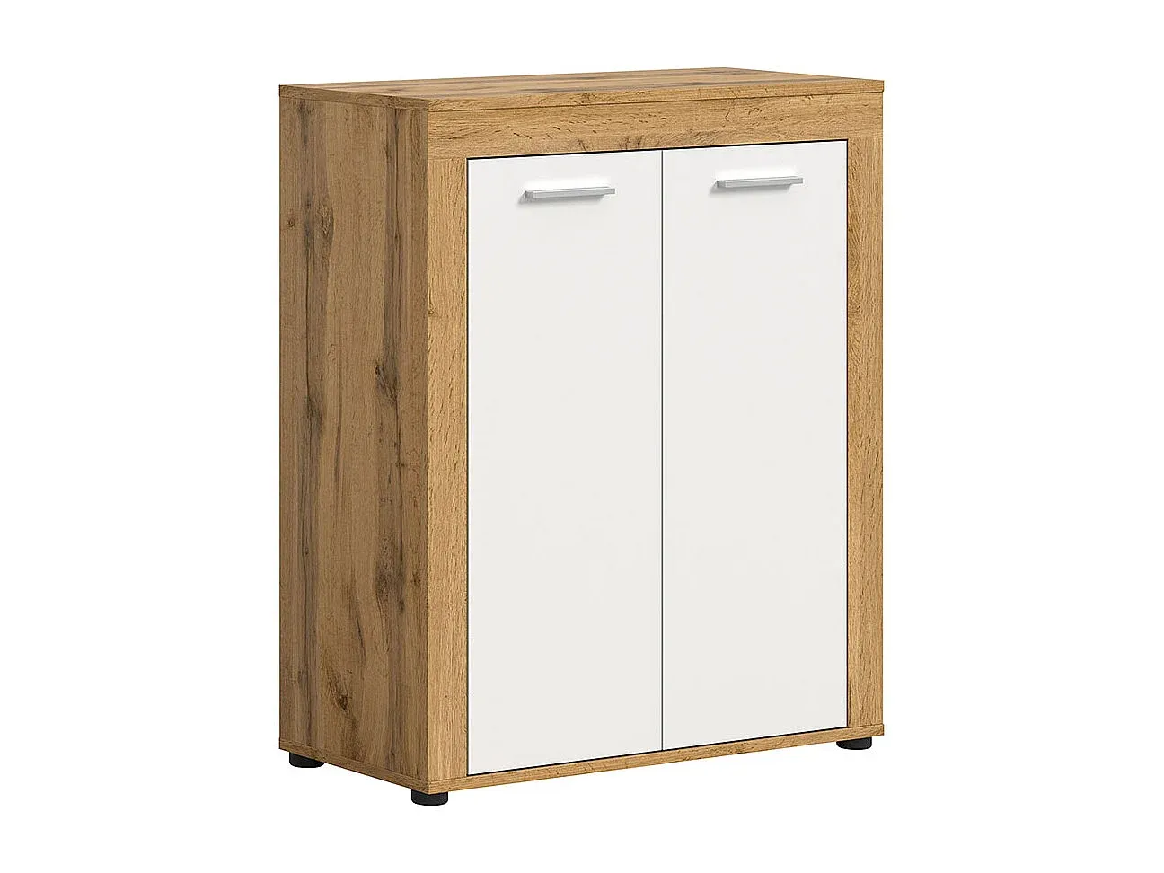 Moderner Schuhschrank mit Türen in Weiß und Eiche