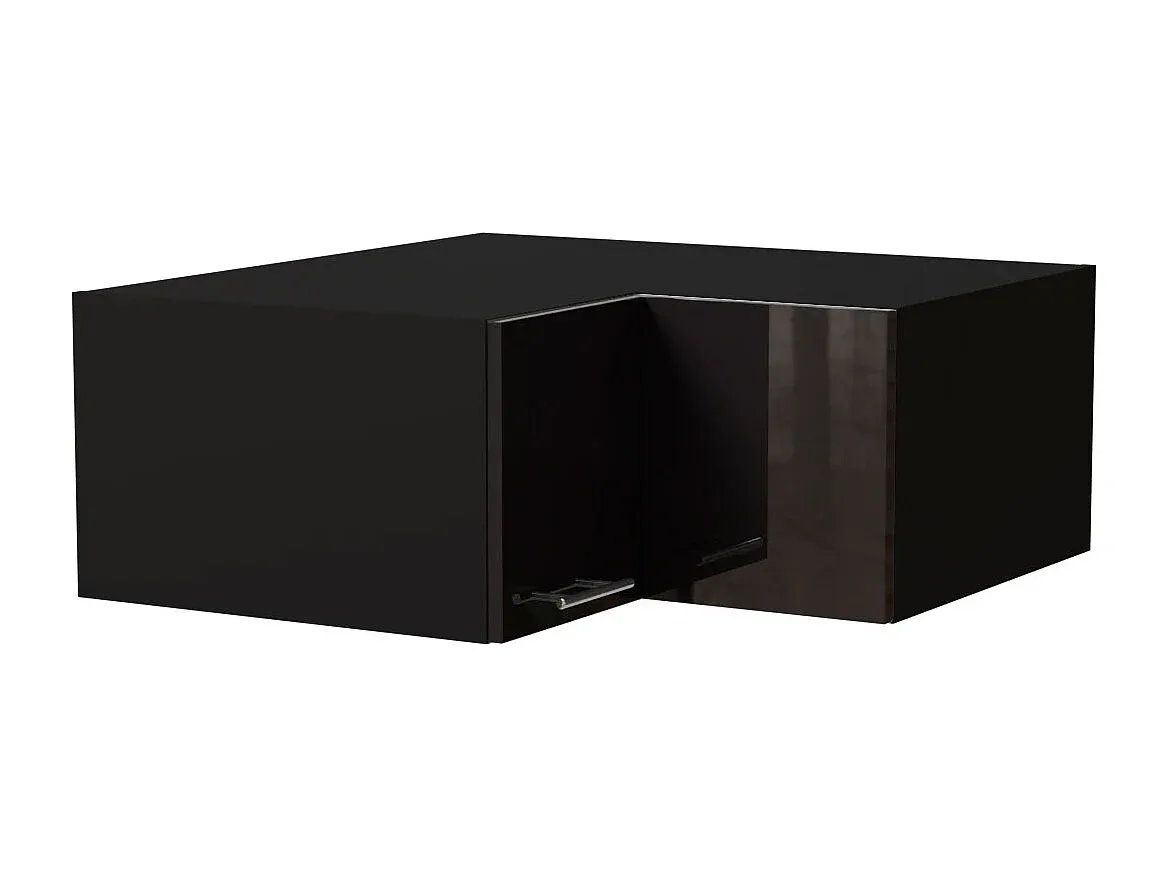Eck-Wandschrank in Schwarz Hochglanz-Matt Finish