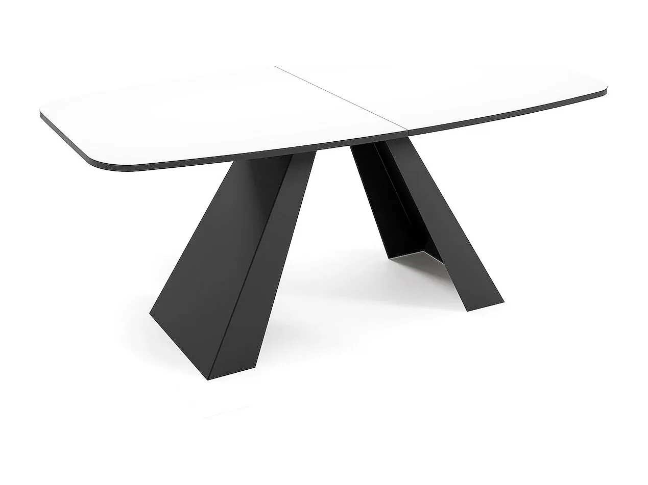 Moderner Ausziehbarer Esstisch in Weiß und Schwarz, 160-200 cm