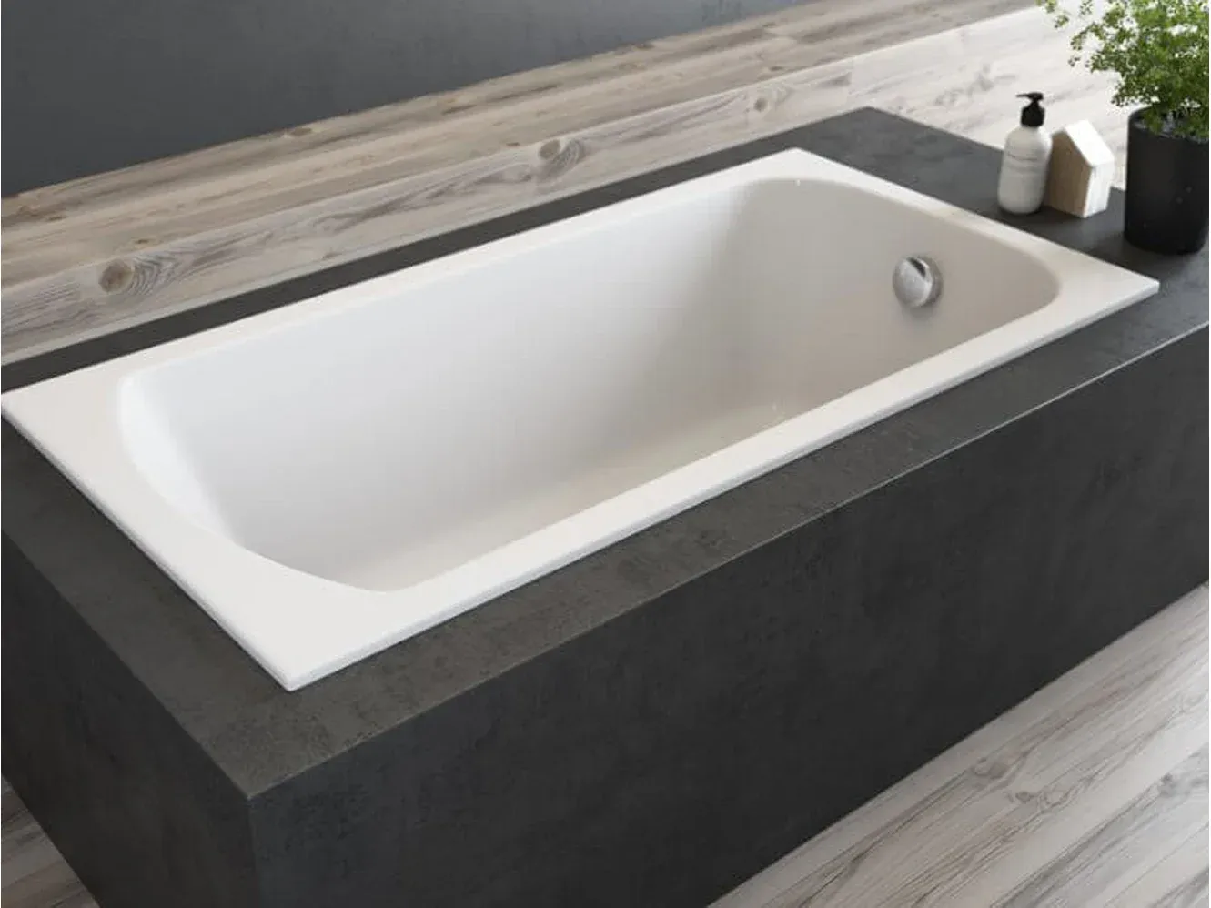 Badewanne Rechteck 170x75 mit Ablage und Zubehör