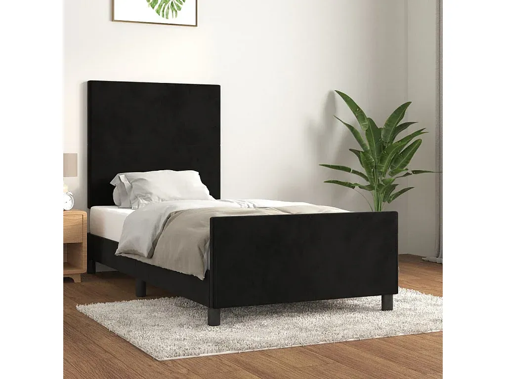 Elegantes Samtbett in Schwarz 100x200 cm