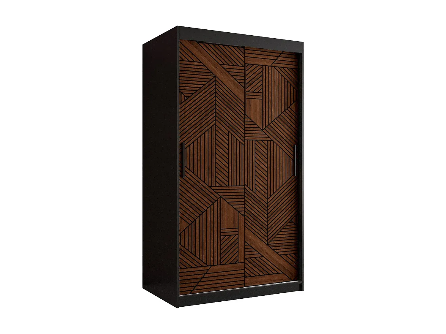 Schwebetürenschrank mit 2 Türen in Schwarz, 200x100x62 cm