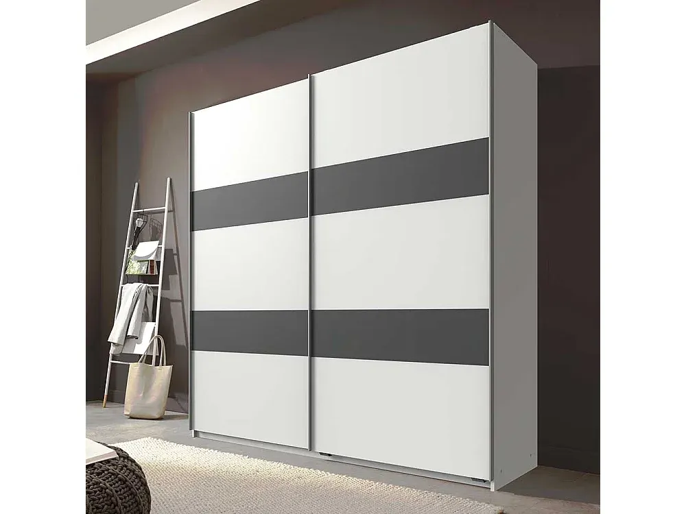 Eleganter Kleiderschrank in Dunkelgrau und Weiß