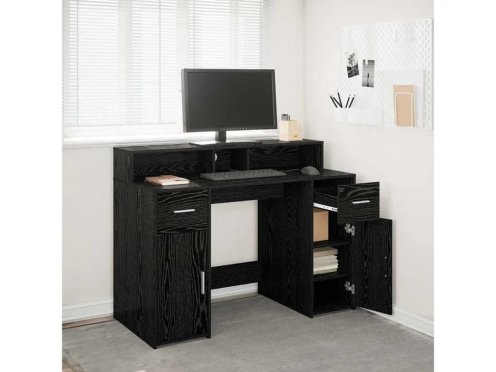 Moderner Schreibtisch aus Holzwerkstoff in Schwarze Eiche, 120 x 55 x 91 cm