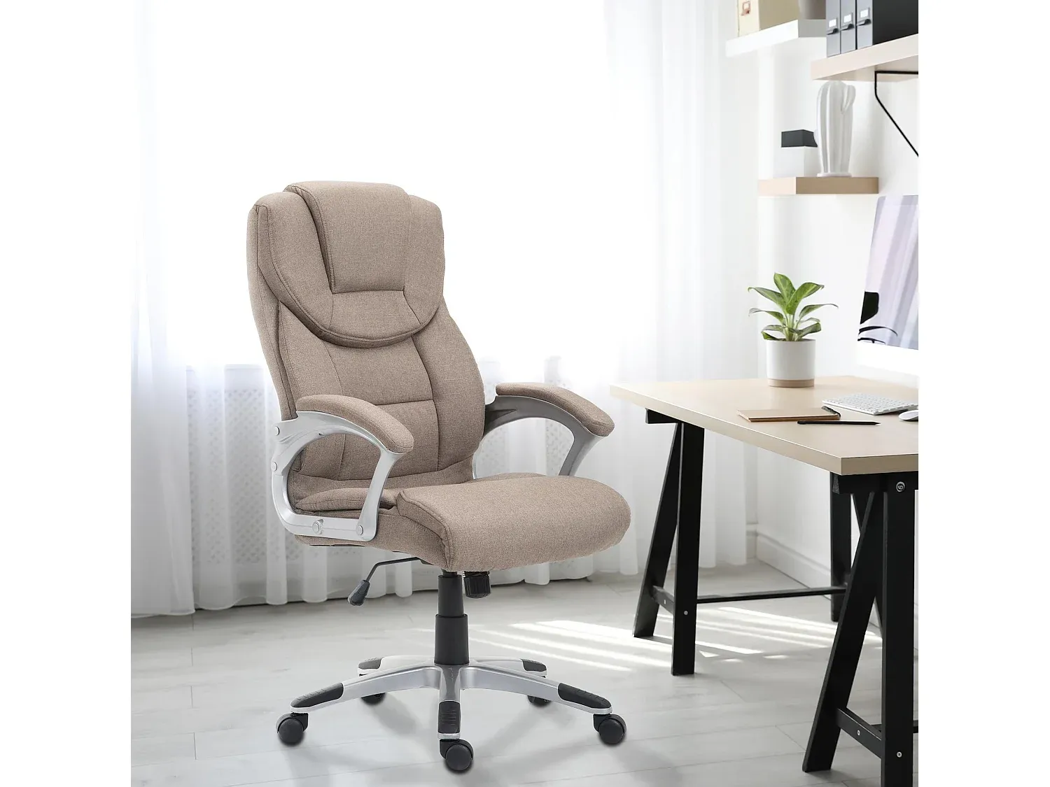 Ergonomischer Bürostuhl mit Stoffbezug in Taupe
