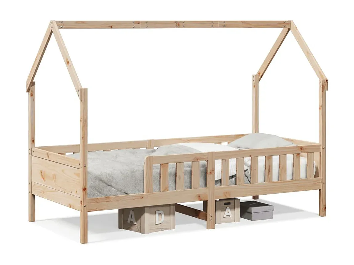 Holzbett für Kinder im Hausdesign 90x190 cm