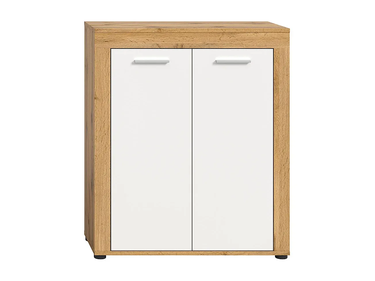 Moderner Schuhschrank mit Türen in Weiß und Eiche