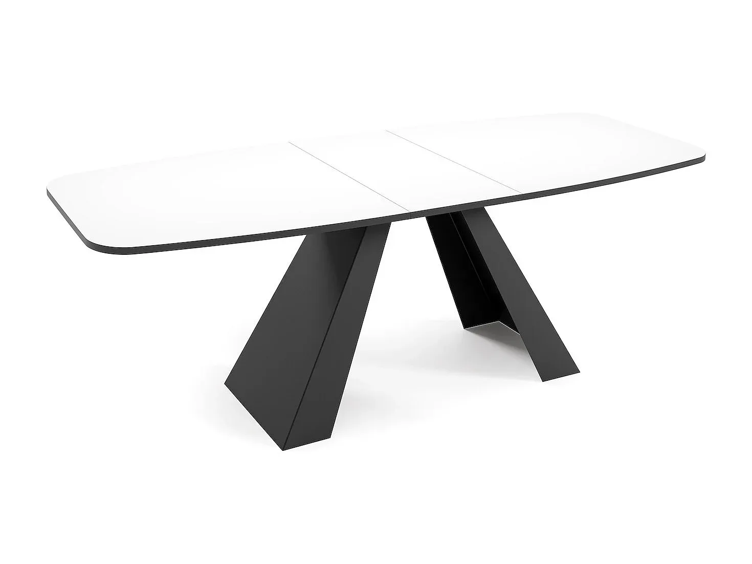 Moderner Ausziehbarer Esstisch in Weiß und Schwarz, 160-200 cm
