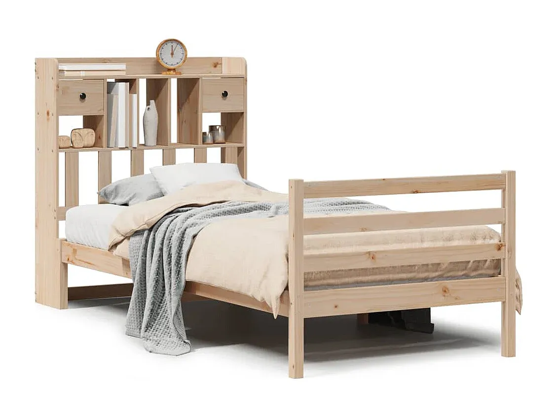 Holzbett mit integriertem Regal 100x200 cm