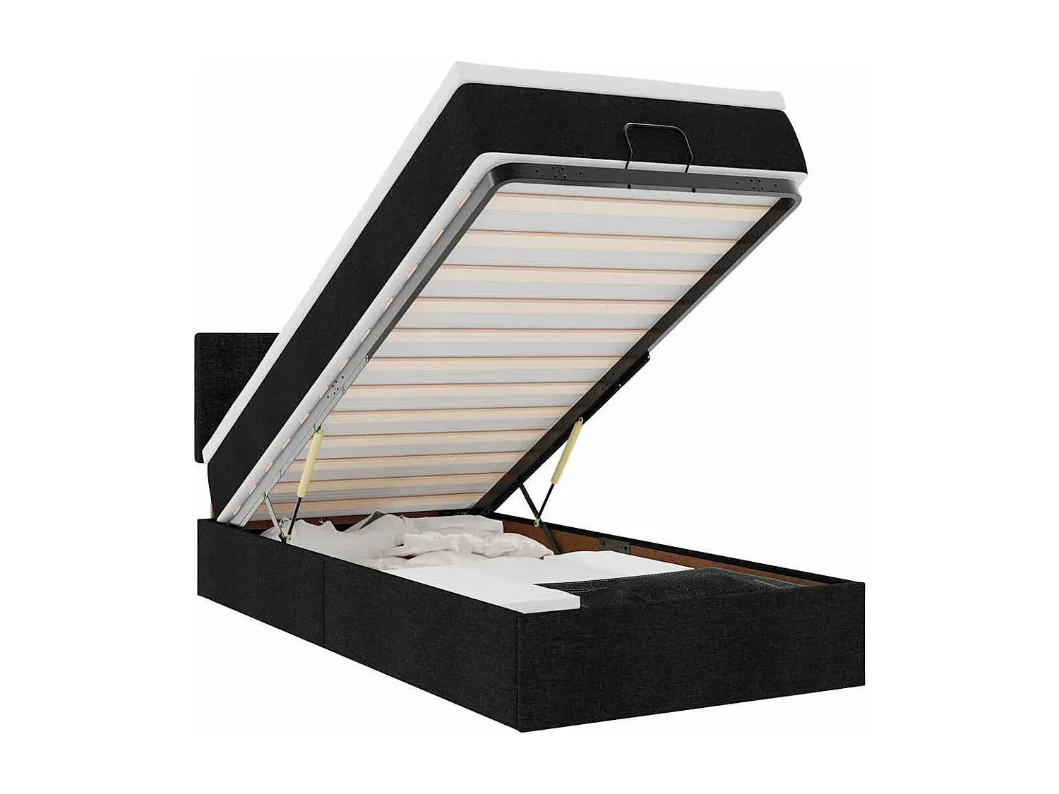 Modernes Polsterbett mit Matratze und LED-Beleuchtung Schwarz 100x200 cm