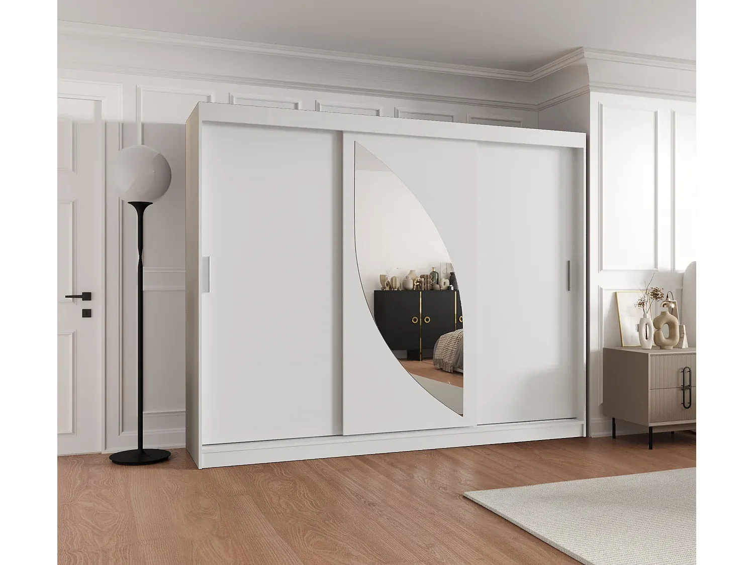 Großer Kleiderschrank mit Schiebetüren in Weiß