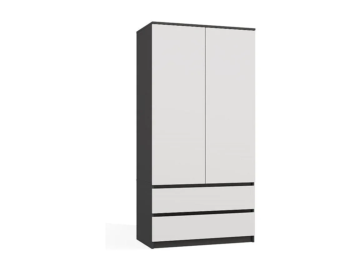 Moderne Zweitürige Garderobe in Anthrazit/Weiß, 90x50x180 cm