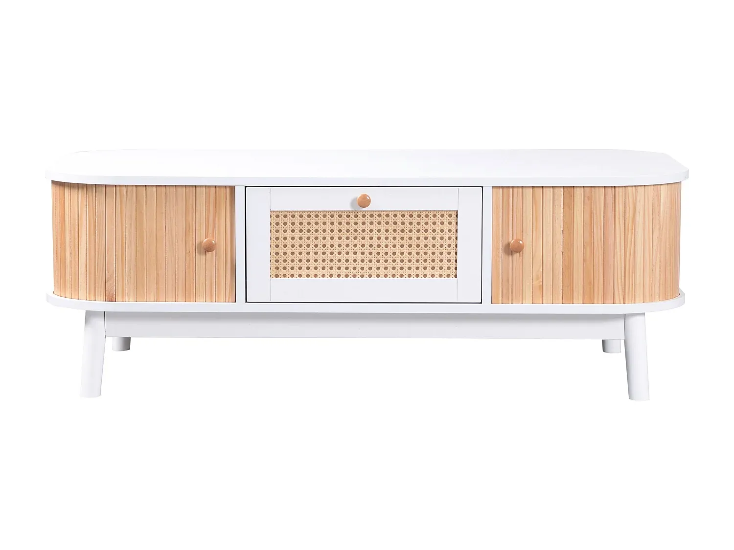 Moderner Couchtisch aus Rattan mit Stauraum