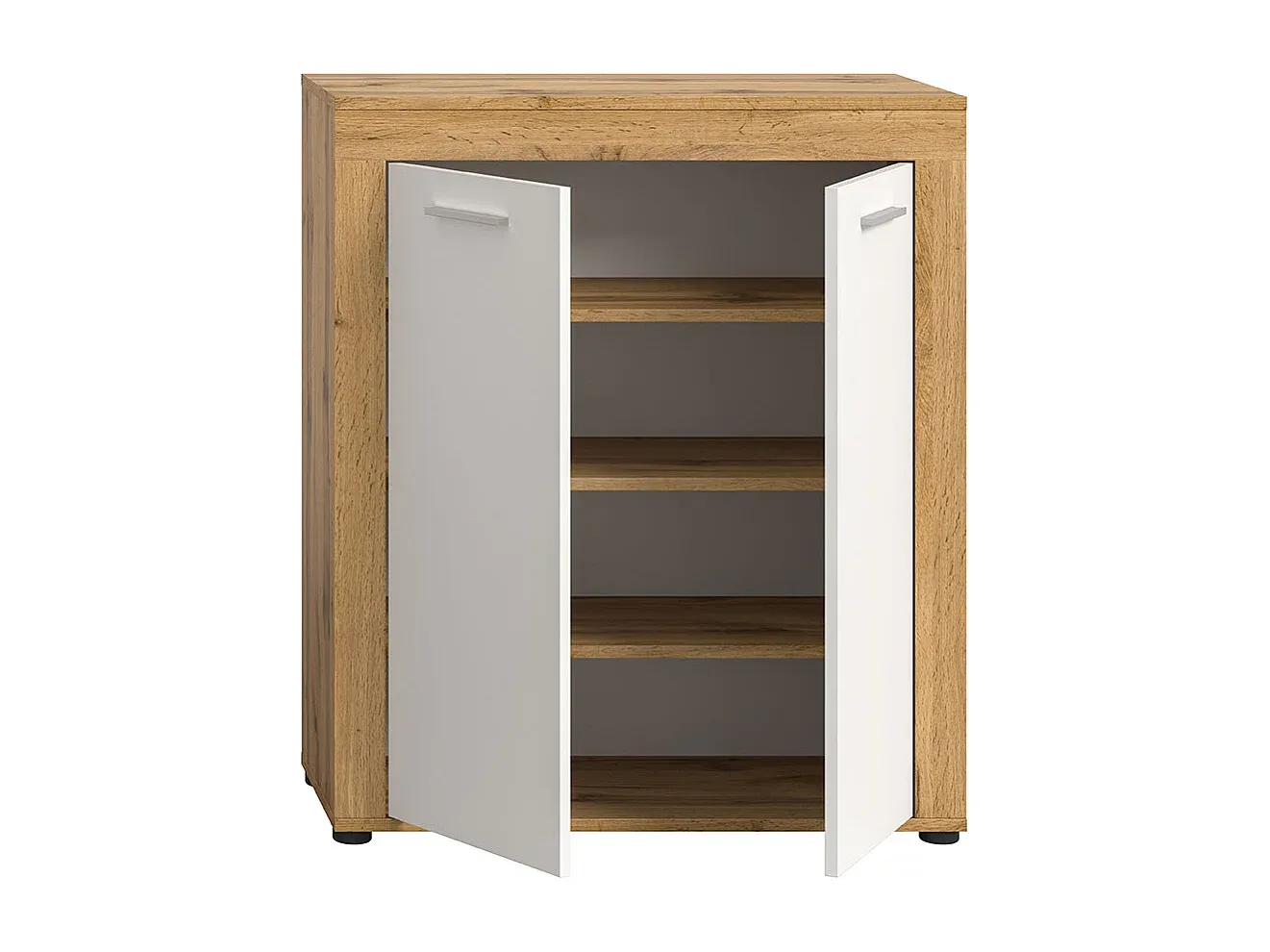 Moderner Schuhschrank mit Türen in Weiß und Eiche
