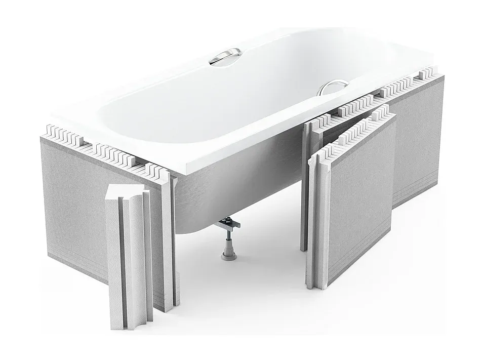 Badewanne Rechteck 170x75 mit Ablage und Zubehör