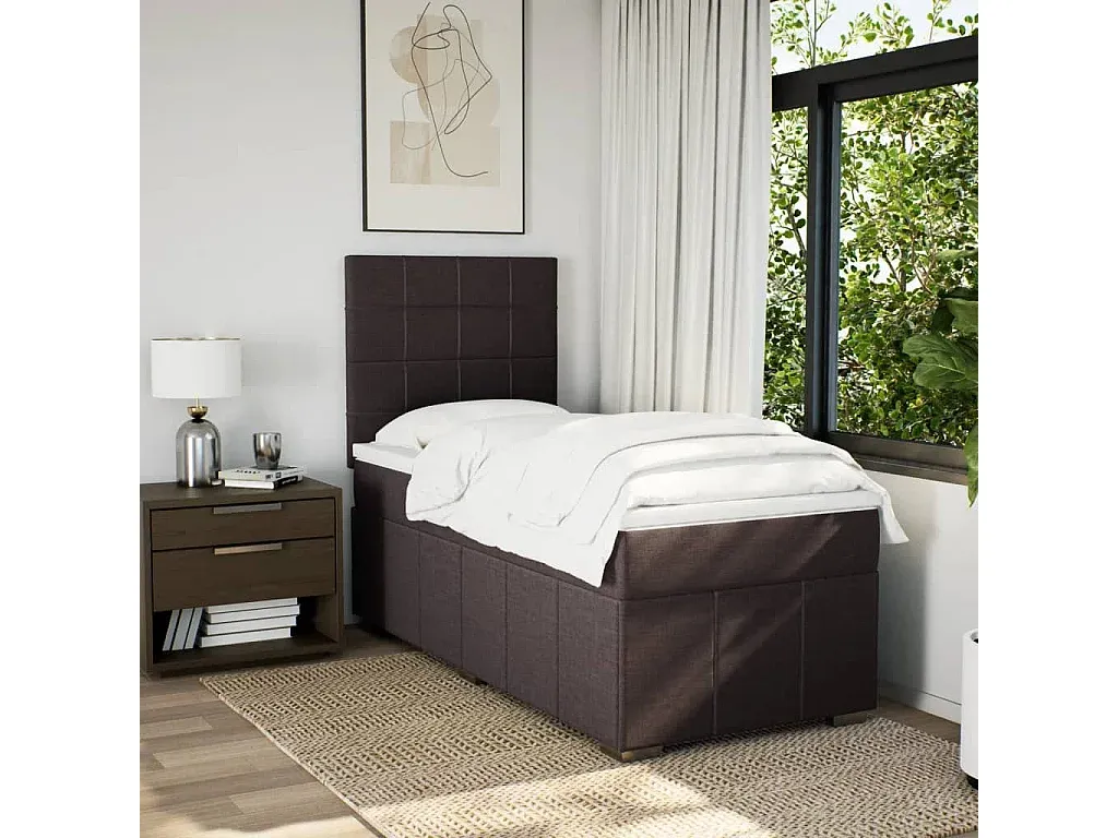 Komfortables Bett mit Matratze Dunkelbraun 90x190 cm