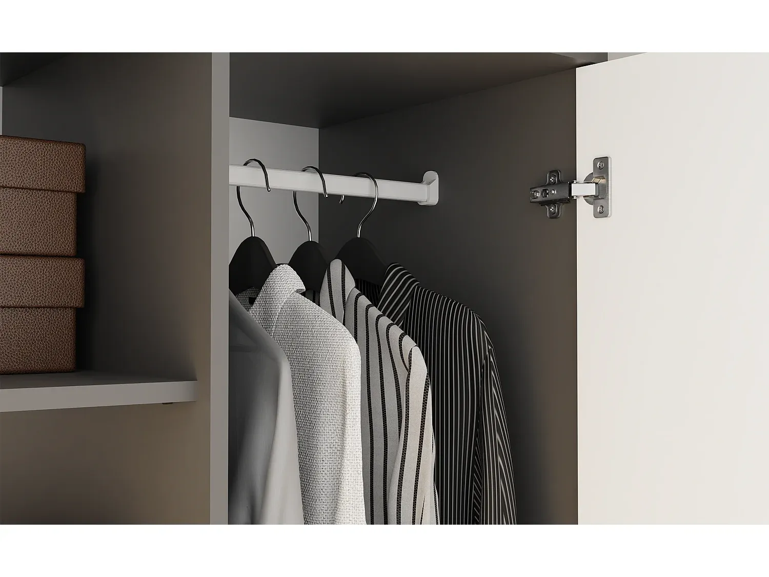 Moderne Zweitürige Garderobe in Anthrazit/Weiß, 90x50x180 cm