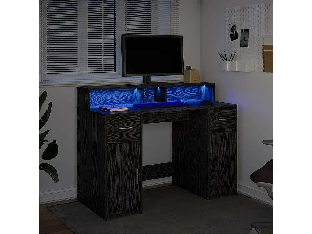 Moderner Schreibtisch aus Holzwerkstoff in Schwarze Eiche, 120 x 55 x 91 cm