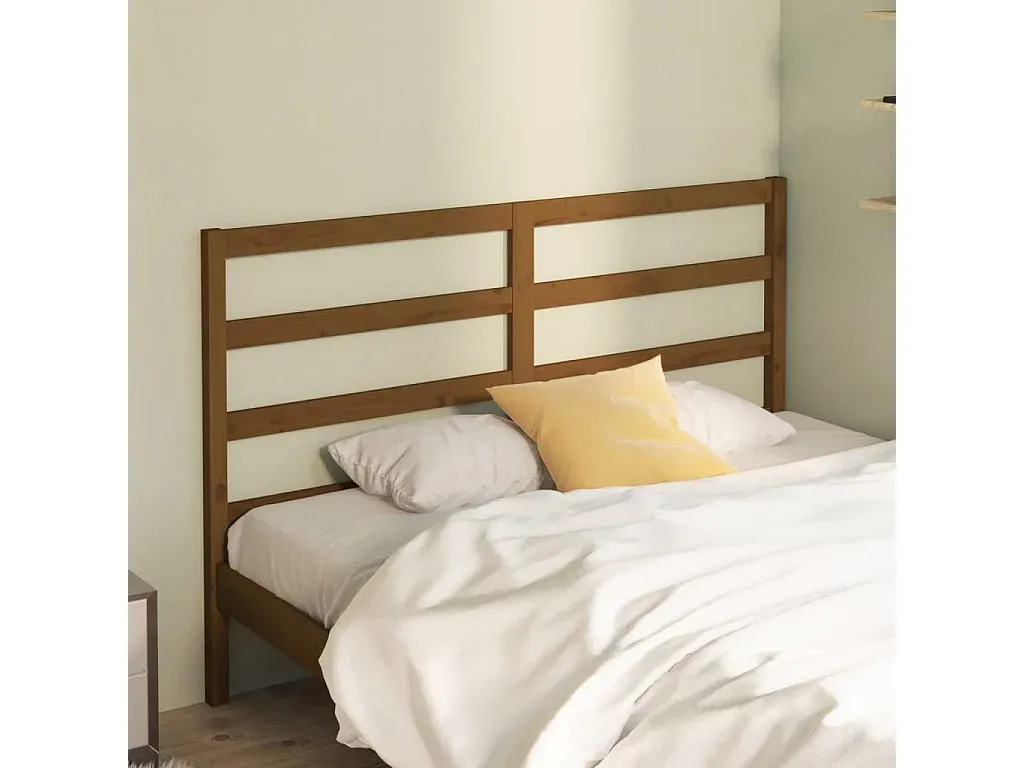 Holzkopfteil in Honigbraun für Doppelbett