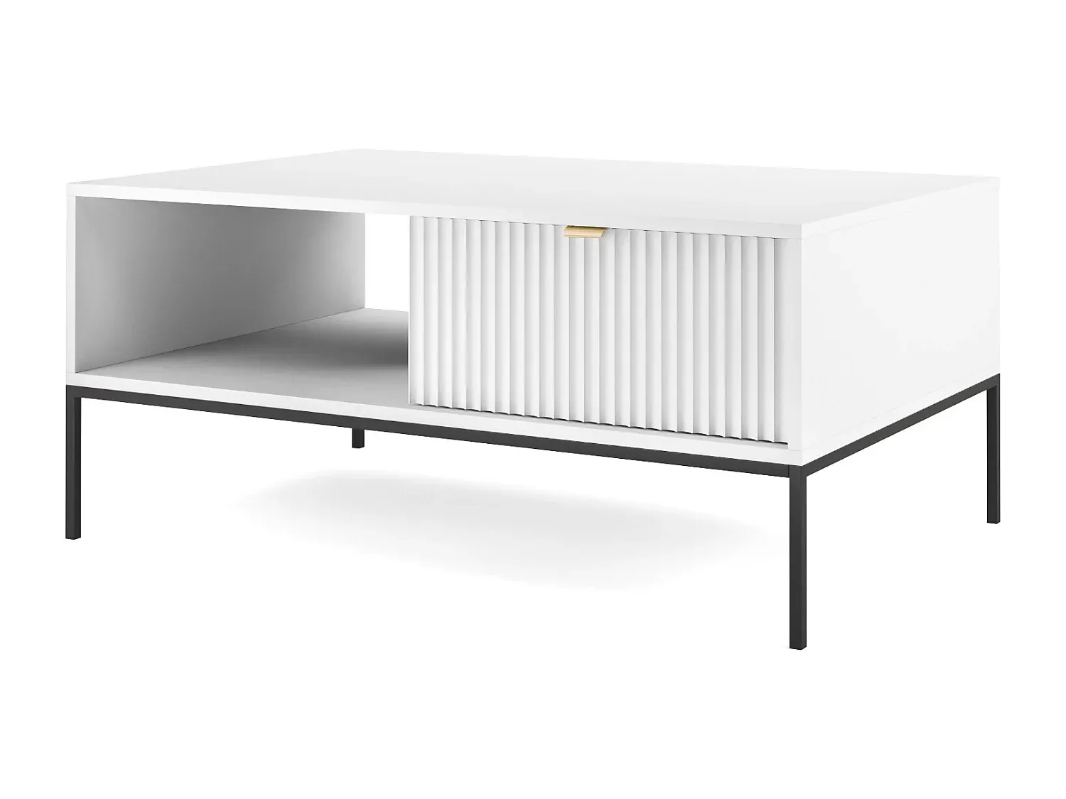 Eleganter Couchtisch mit goldenen Akzenten und MDF-Schublade