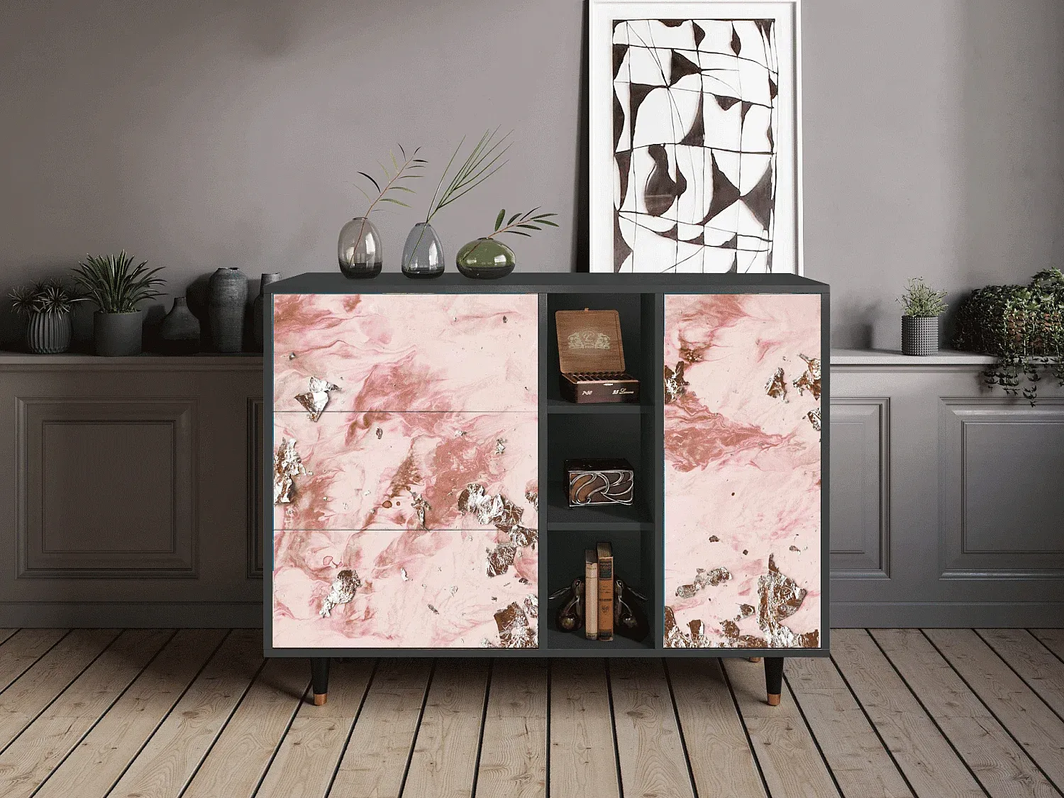 Moderne Sideboard mit Stauraum, Anthrazit