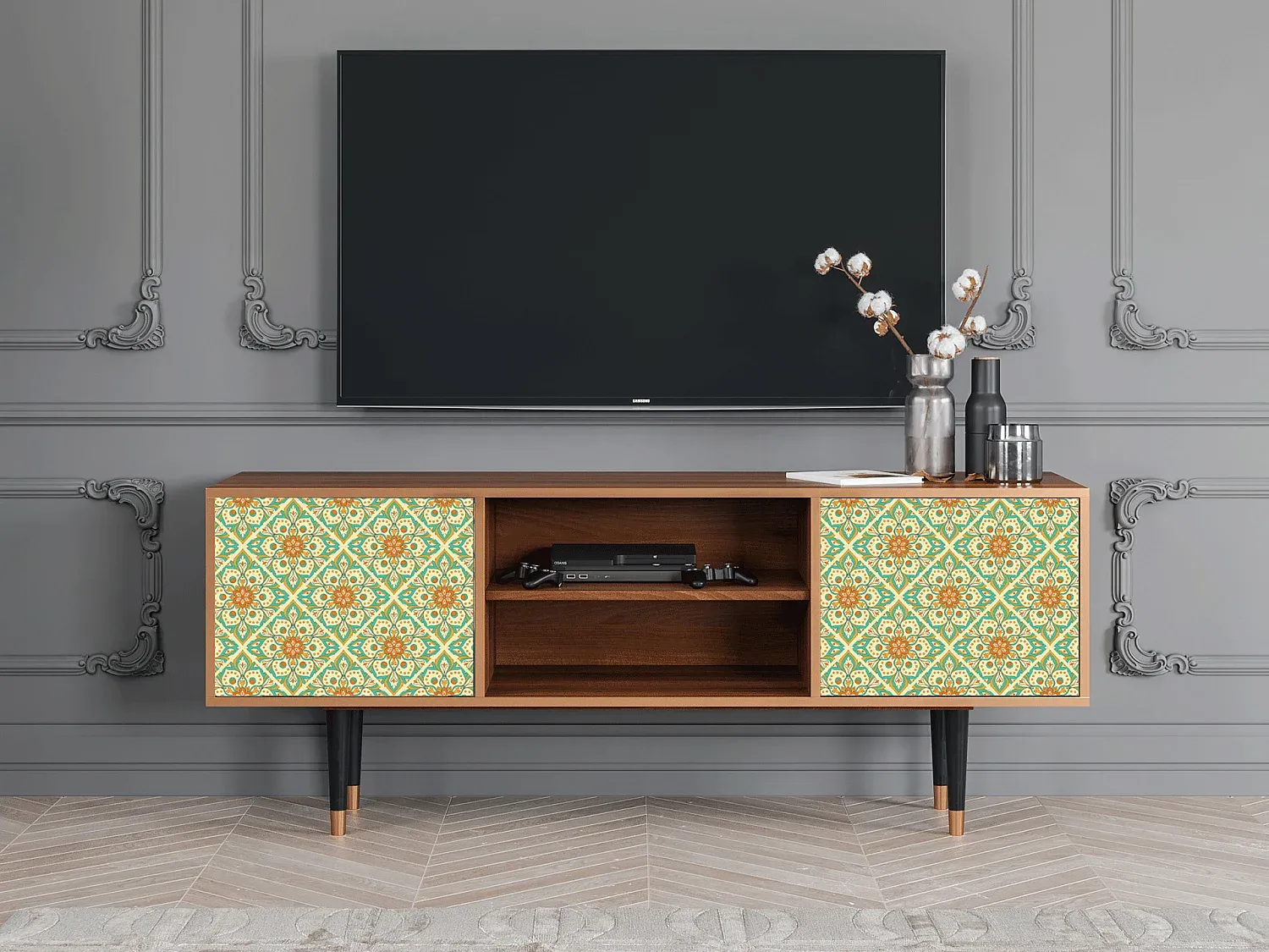 Moderner TV-Schrank in Walnussoptik