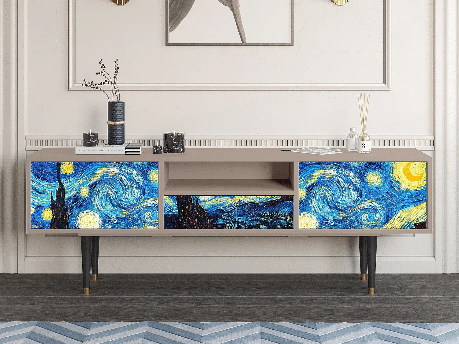 Fernsehmöbel - Modernes Design mit Stauraum - Eiche