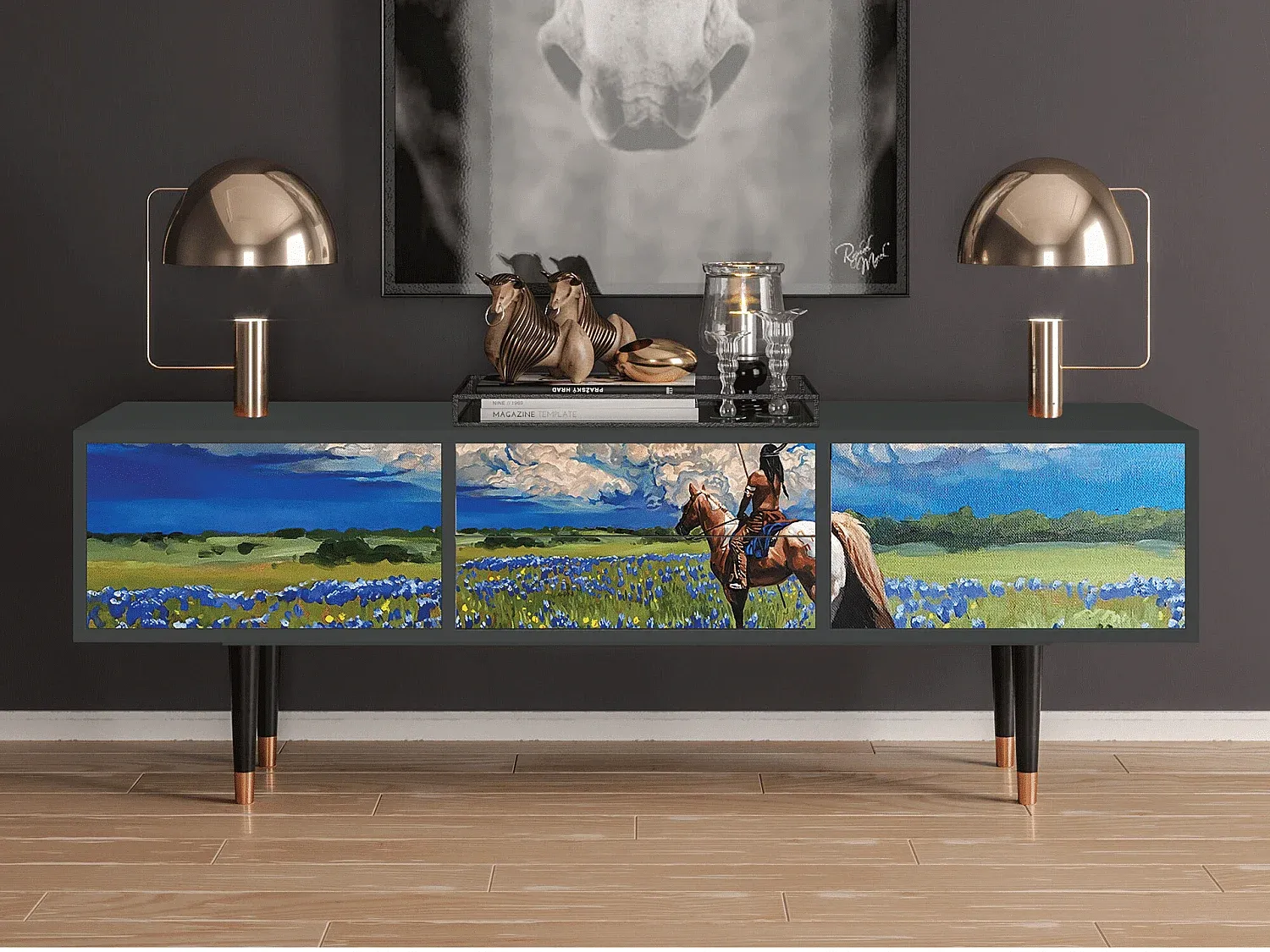 Moderner TV-Schrank in Anthrazit, 170x59x48 cm