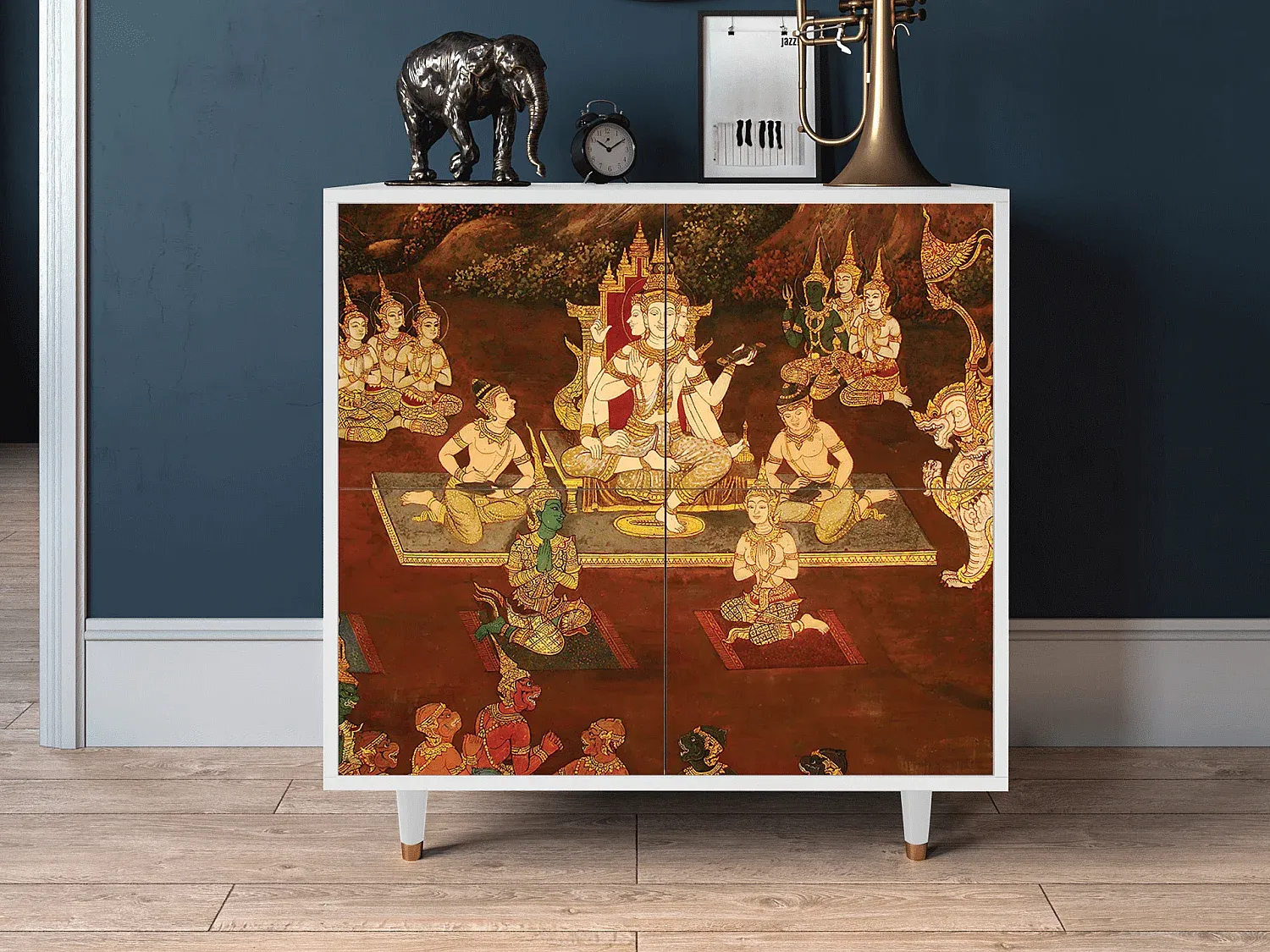 Moderner Stauraum mit Türen und Regalen, 94x96x48 cm, Weiß