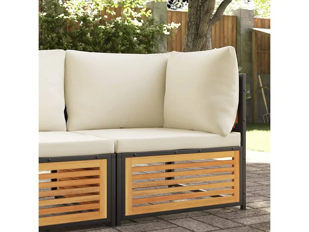 Modulares Gartensofa mit Kissen Akazienholz