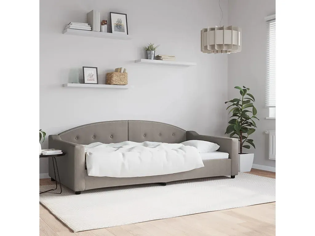 Doppelbett in Taupe 100x200 cm aus Stoff