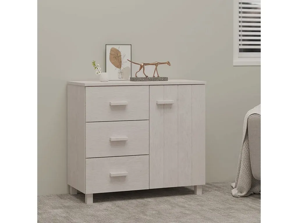 Weißes Sideboard aus Massivholz Kiefer 90x40x80 cm