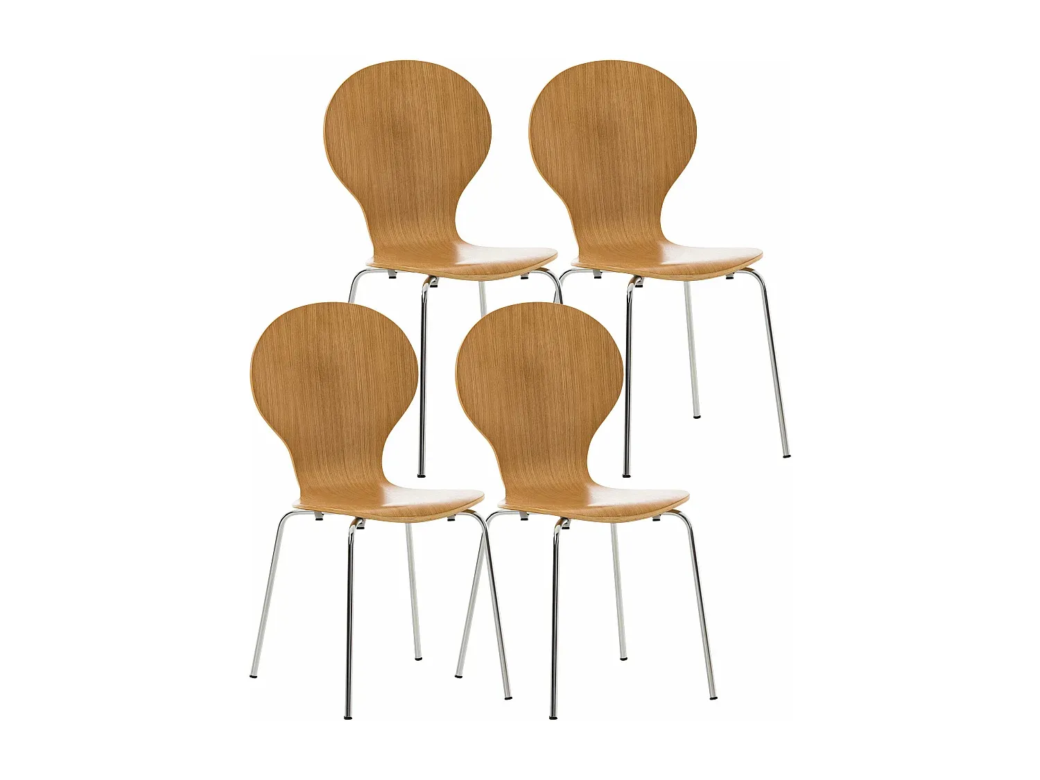 4er Set Konferenzstühle aus Holz in Eiche Natur