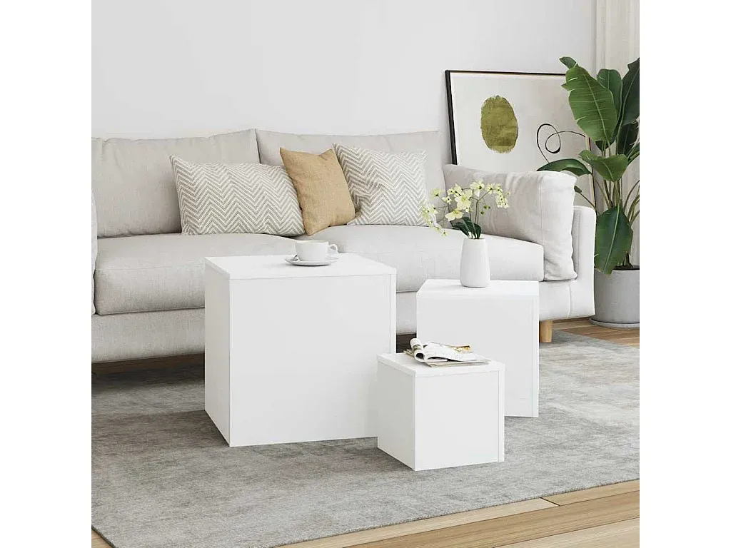 Moderne Beistelltische im 3er-Set aus Holz