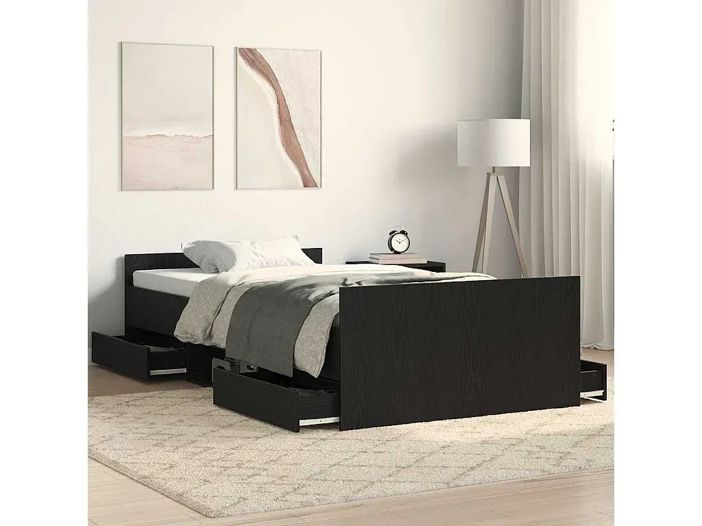 Elegantes Bettgestell aus Schwarzer Eiche 90 x 200 cm