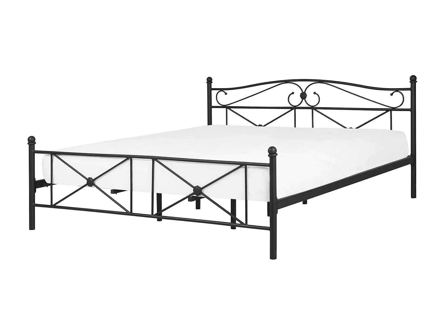 Schwarzes Metallbett mit Lattenrost 180 x 200 cm