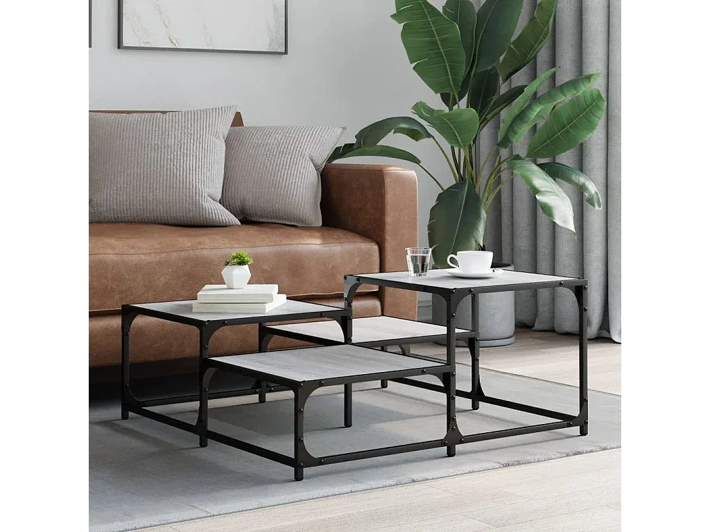 Moderner Grauer Couchtisch aus Holzwerkstoff 87,5x87,5x40 cm