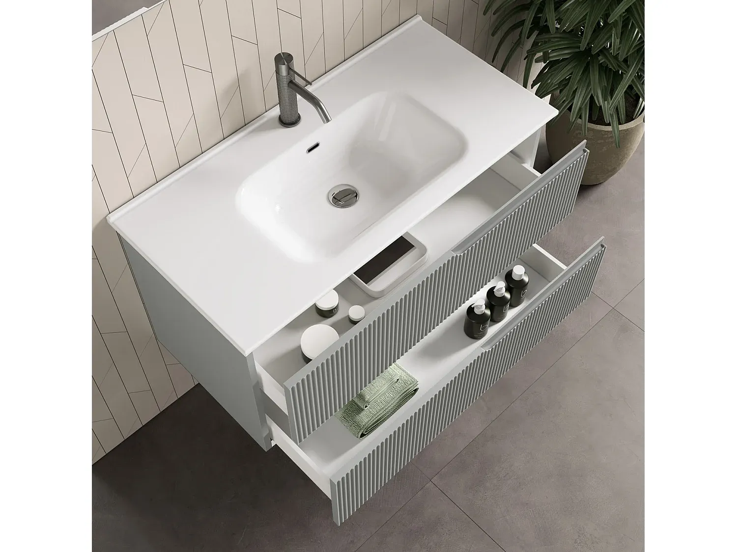 4-teiliges Set in Mattgrau