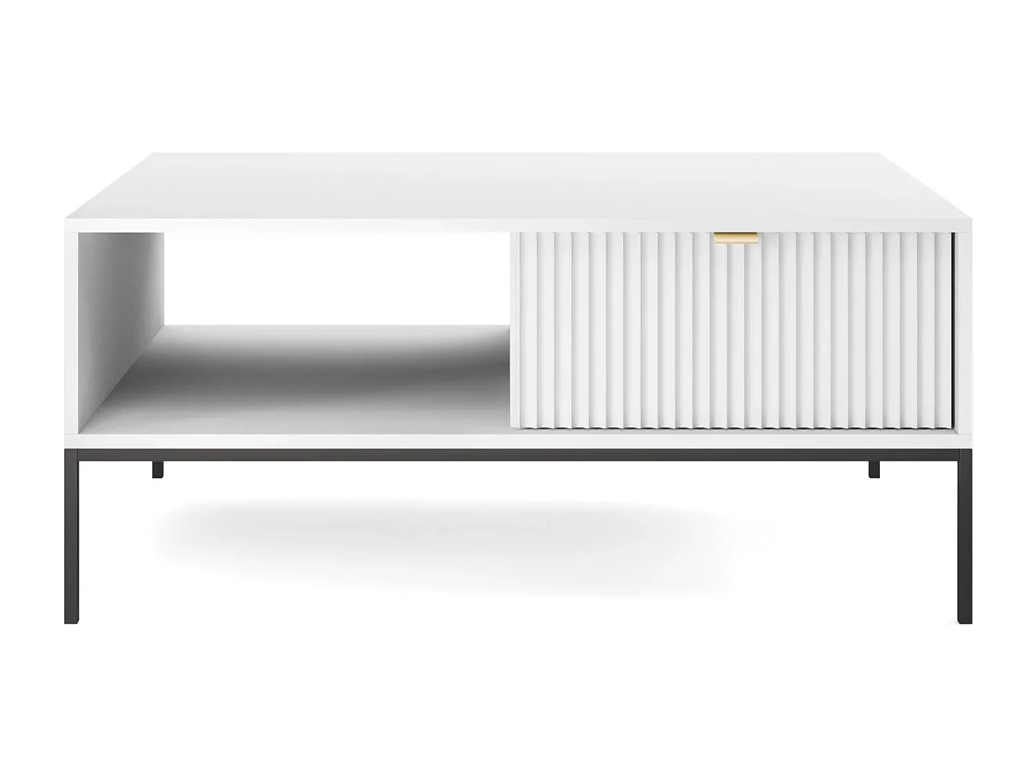 Eleganter Couchtisch mit goldenen Akzenten und MDF-Schublade