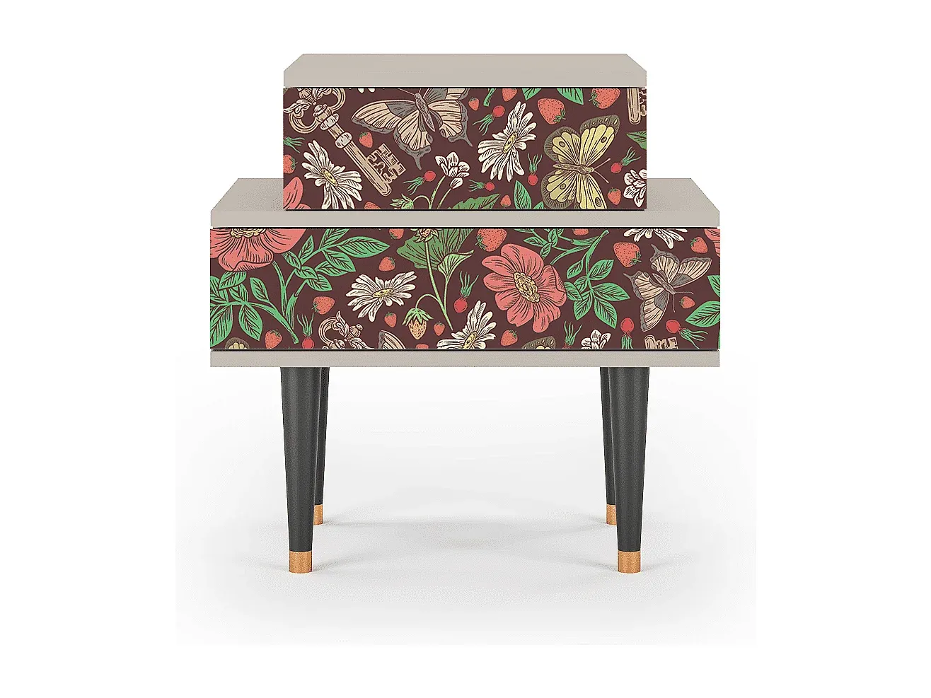 Moderner Nachttisch mit Schubladen - Sandfarben