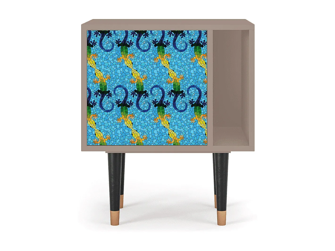 Moderner Nachttisch in Cremefarben, Kompakt