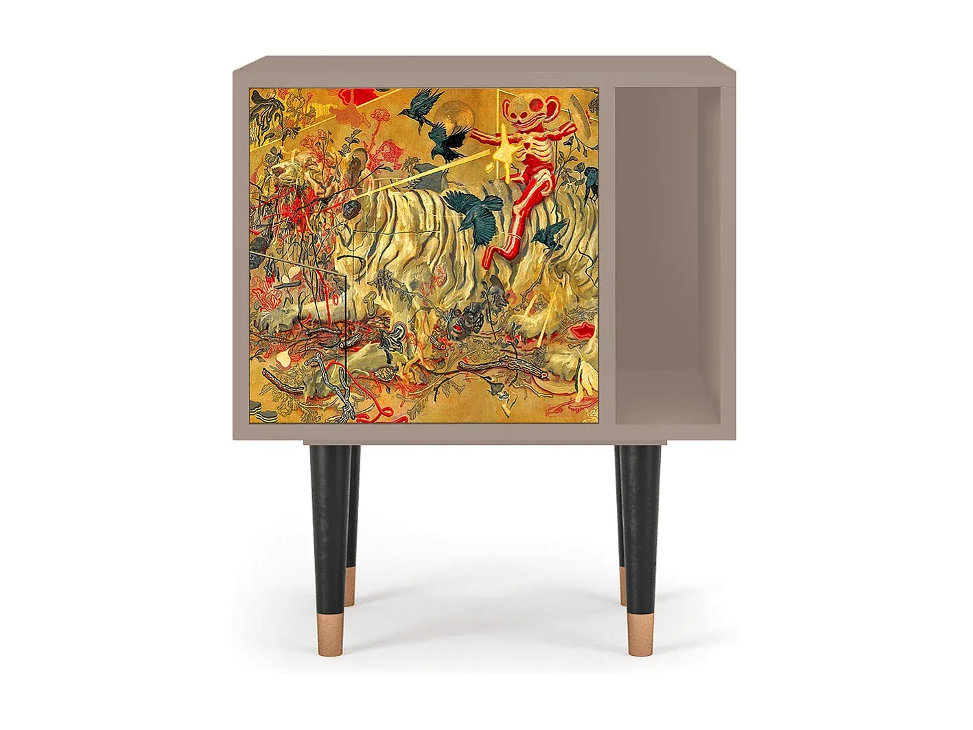 Stilvoller Nachttisch mit Schubladen, Latte