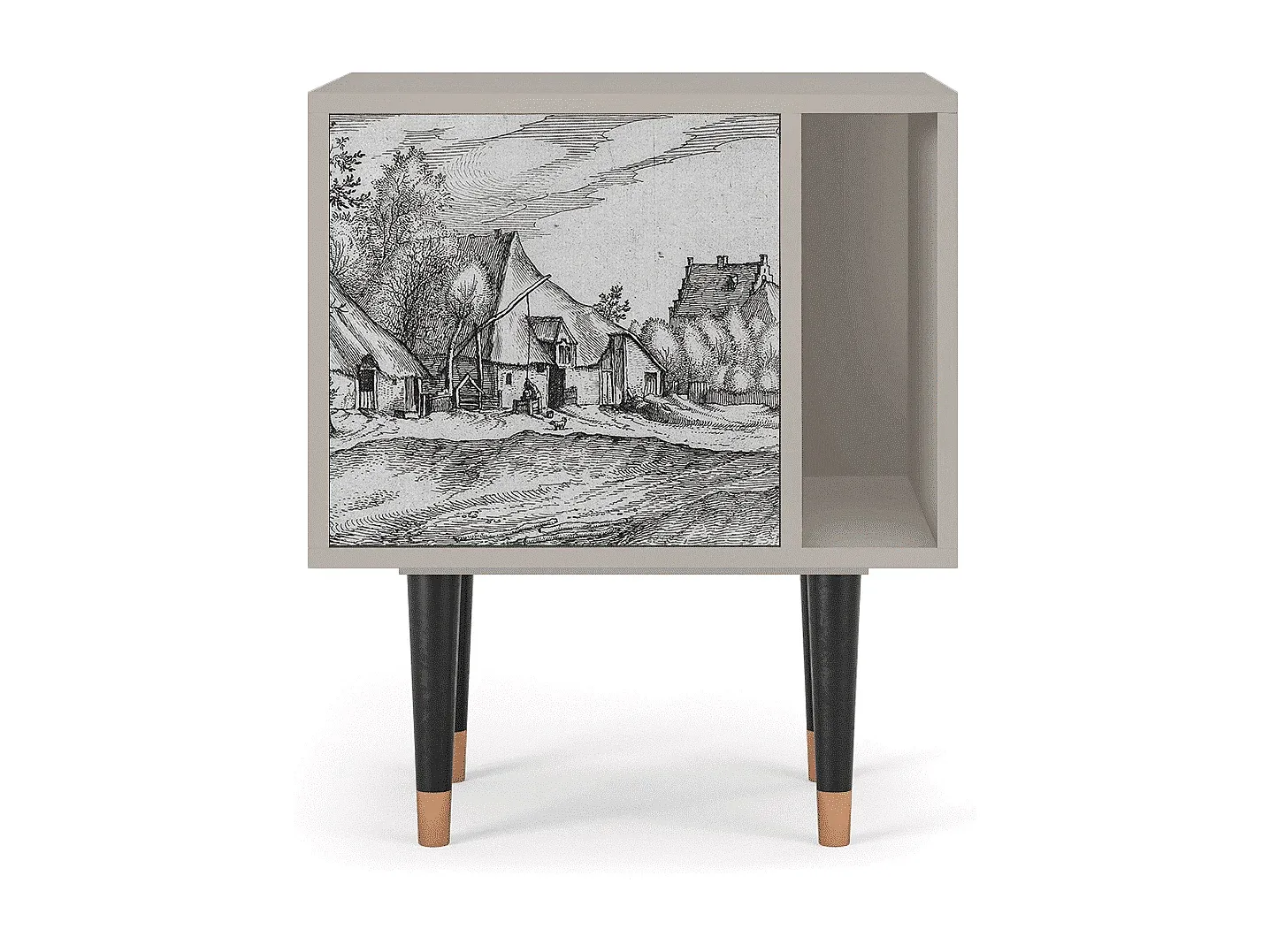 Moderner Nachttisch aus Holz in Sandfarbe