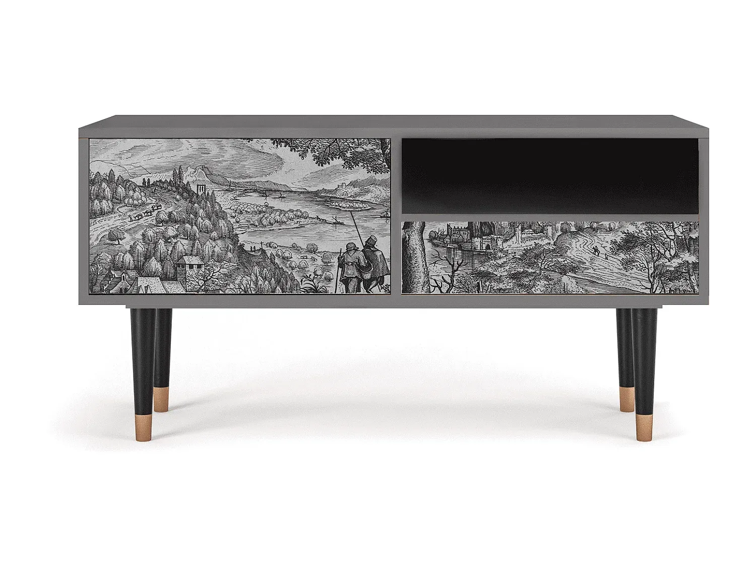 Kompakte TV-Bank - Modernes Design, Sandfarben