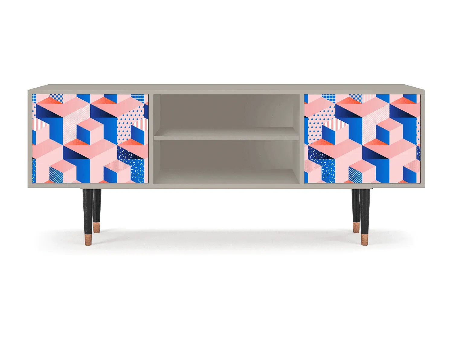 Moderner TV-Schrank in Rosa und Sand