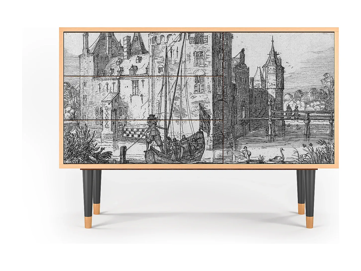 Modernes Sideboard mit Einlegeböden, Walnuss