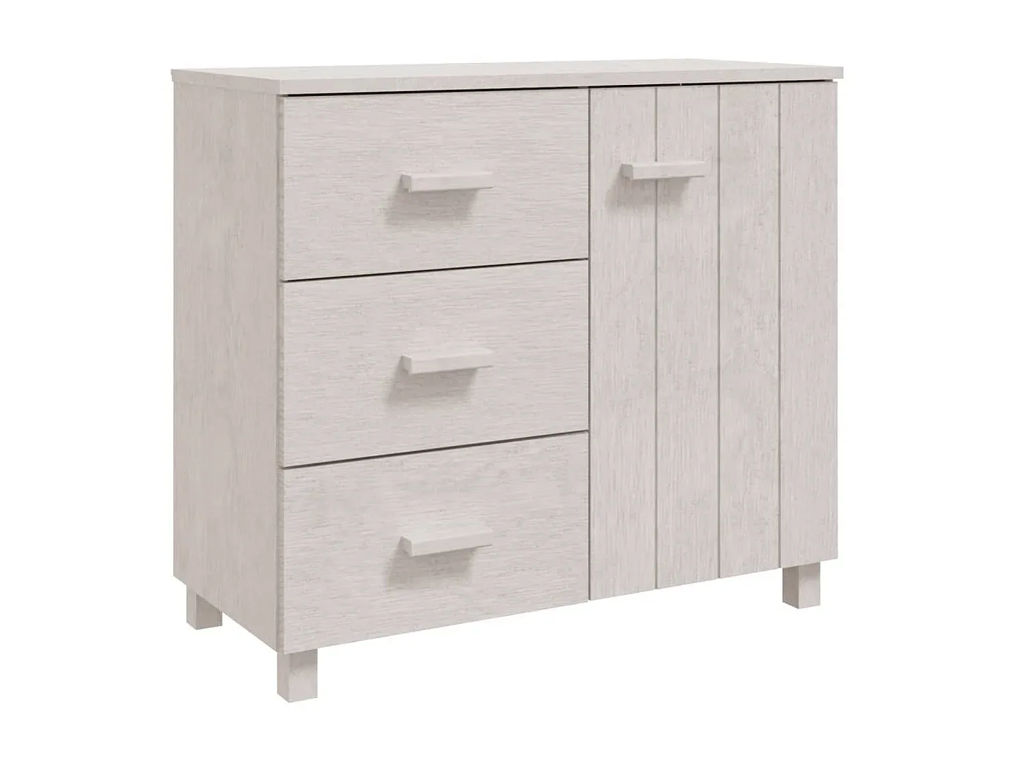 Weißes Sideboard aus Massivholz Kiefer 90x40x80 cm