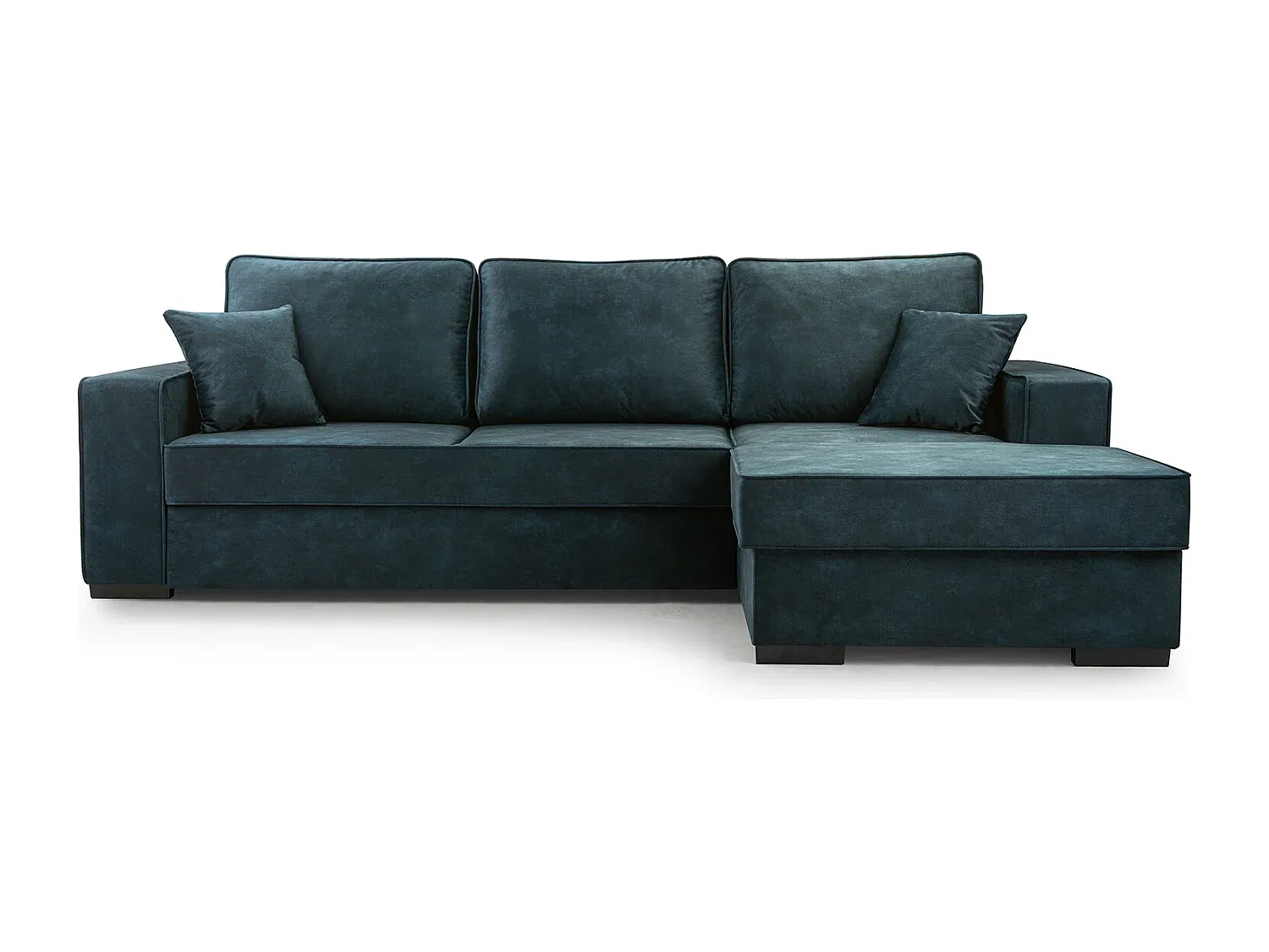 Eckschlafsofa mit Stauraum und Schlaffunktion, Veloursstoff, Automatikmechanismus, 223x160 cm, Beige, Rechts